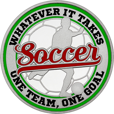 Maroon "Soccer" with Green Outer Circular Borders